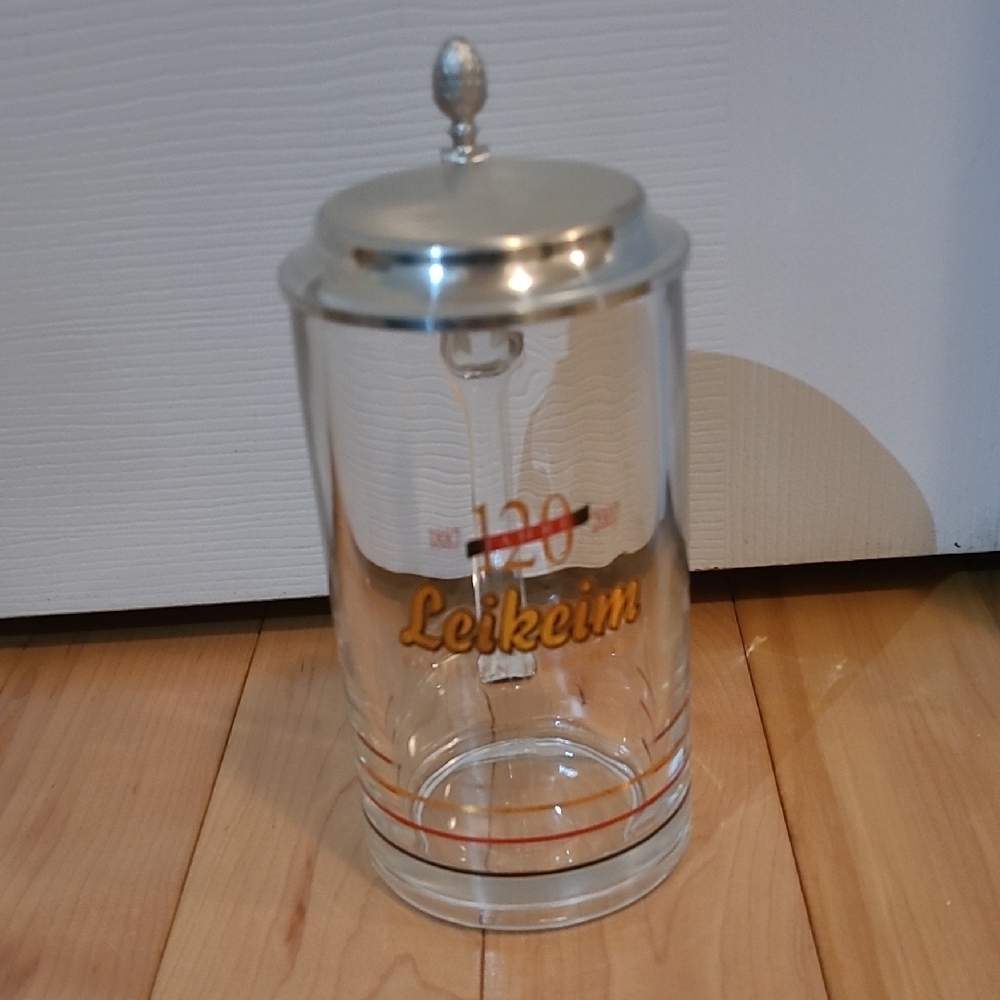 Leikeim Glass Beer Stein with Lid